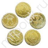 AB Свадебные монеты с пожеланиями золотые 4см 12шт