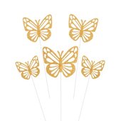 Топперы, Ажурные бабочки, Золото, 18 см, 10 шт.