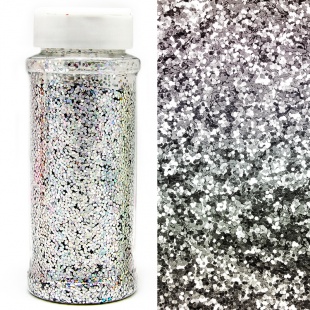 Конфетти фольга, Шестиугольники, Серебро, Голография, 90 гр.