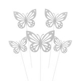 Топперы, Ажурные бабочки, Серебро, 18 см, 10 шт.