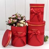 Набор коробок Цилиндр, Цветы с любовью, Красный, 18*18*22 см, 3 шт.