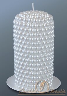 свеча пенек жемчужный белый 65x130