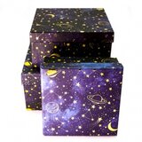 Набор коробок Звездное небо, Темно-синий, 17*17*9 см, 3 шт.