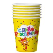 Стаканы Три Кота, 255мл, Желтый, 6шт