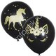 M 12"/30см Металлик BLACK (шелк) 2 ст. рис Единорог 25шт
