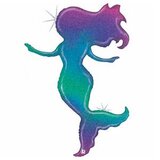 B 52"/130 см Русалочка радужная Голография / Glitter Mermaid