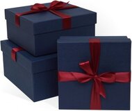 Набор коробок Бордовый бант, Синий, 21*21*11 см, 3 шт.