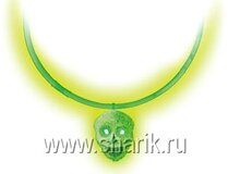 Светящ Ожерелье с кулоном Череп зеленый