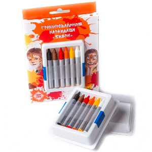 Карандаши гримировальные цветные "Звери", 6 карандашей