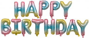 F 16''/41 см Мини-Надпись "Happy Birthday", Нежная радуга, Градиент