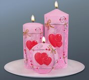 набор свечей "сердечки" 5011