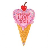 B 41''/104 см Фигура, Мороженое &quot;Я люблю тебя&quot;, Розовый, / 1шт /