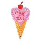 B 41''/104 см Фигура, Мороженое "Я люблю тебя", Розовый, / 1шт /