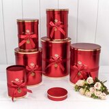Набор коробок Цилиндр, Золотая роза, Винный, Металлик, 21*21*25 см, 6 шт.