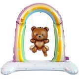 К Шар 3D (39''/99 см) Фигура на подставке, Мишка на качелях