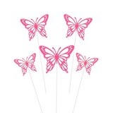 Топперы, Ажурные бабочки, Фуксия, 18 см, 10 шт.
