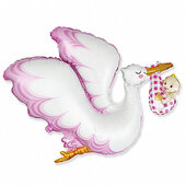 И Аист с ребенком Розовый / Stork Baby Girl 38''/96*80 см