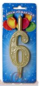 свеча тортовая  цифра &amp;quot;золотой узор&amp;quot;  6