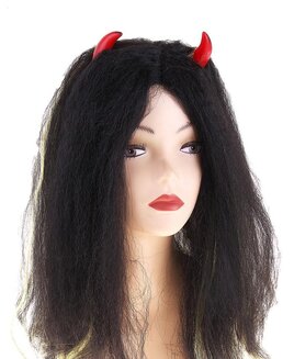 Карнавальный парик "Прямые волосы", мелирование, с рожками 329124