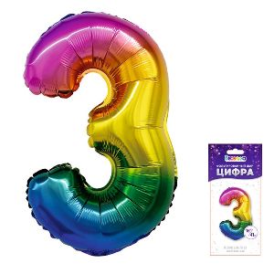 К 16&quot;/41 см Цифра &quot;3&quot; Радуга
