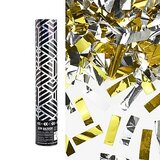 Пневмохлопушка (12/30 см), Геометрия, Прямоугольники фольга, Золото/Серебро