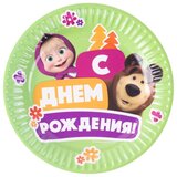 Тарелка бум С ДР Маша и Медведь 17см 6шт/G