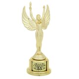 Женская фигура. Ника на золотой подставке "С юбилеем 55"
