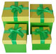 Набор коробок 4 в 1 &quot;Яркий стиль&quot; Зеленый с бантом / квадрат (12*10;14*13;16*16;17*18см) 2545-G