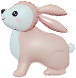 К Шар 3D (24''/61 см) Фигура на подставке, Лесной Зайка, Розовый, Сатин