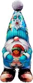 К Шар 3D (35''/89 см) Фигура на подставке, Новогодний гном с подарком
