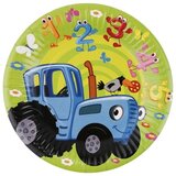 Тарелки Синий трактор, С Днем Рождения!, Зеленый 18см, 6шт