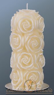 свеча пенек в розах кремовый 70x160