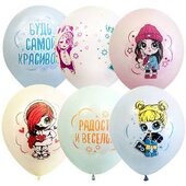 M 12&amp;quot;/30см Пастель Macaroons ассорти рис. Baby Girls 25шт шар латекс