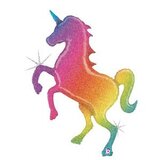 B 54"/135 см Единорог радужный Голография / Glitter Rainbow Unicorn