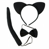 Карнавальный набор "Кот", Черный, 3 предмета (ободок, бабочка, хвост)