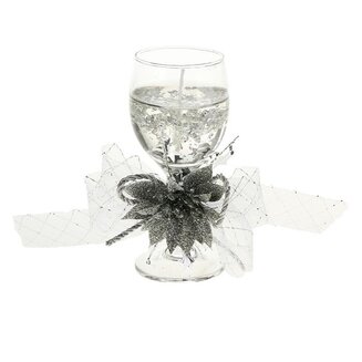 Свеча гель в стекле h=13,5 см Праздничный цветок, серебро 825798