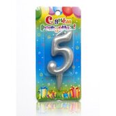 свеча тортовая цифра 5 &amp;quot;серебряная&amp;quot;