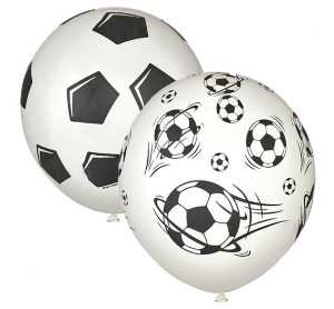 M 12&quot;/30см Пастель WHITE (шелк) 5 ст. рис Футбол 25шт