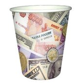 P 200мл Стаканы бумажные Деньги 6шт