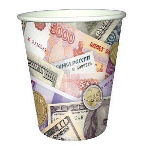 P 200мл Стаканы бумажные Деньги 6шт