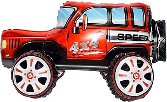 К Шар 3D (24''/61 см) Фигура, Внедорожник Джип, Красный