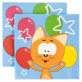 Салфетки Котенок Котэ, С Днем Рождения!, 33*33см, 20шт