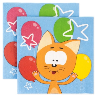 Салфетки Котенок Котэ, С Днем Рождения!, 33*33см, 20шт