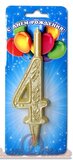 свеча тортовая  цифра "золотой узор"  4