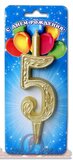 свеча тортовая  цифра "золотой узор"  5