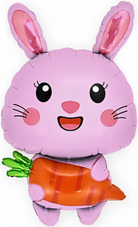 F Зайка с морковкой, Розовый 33''/84 см