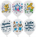K 12" С Днем Рождения! Время праздника!, Белый, пастель, 2 ст, 25 шт.