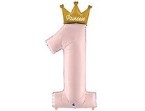 Г ЦИФРА 1 46" PRINCESS с короной розовая