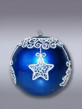 свеча шар новогодний (синий металлик) 1536С