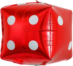 К Шар 3D (24''/61 см) Фигура, Куб, Покер, Кости, Красный